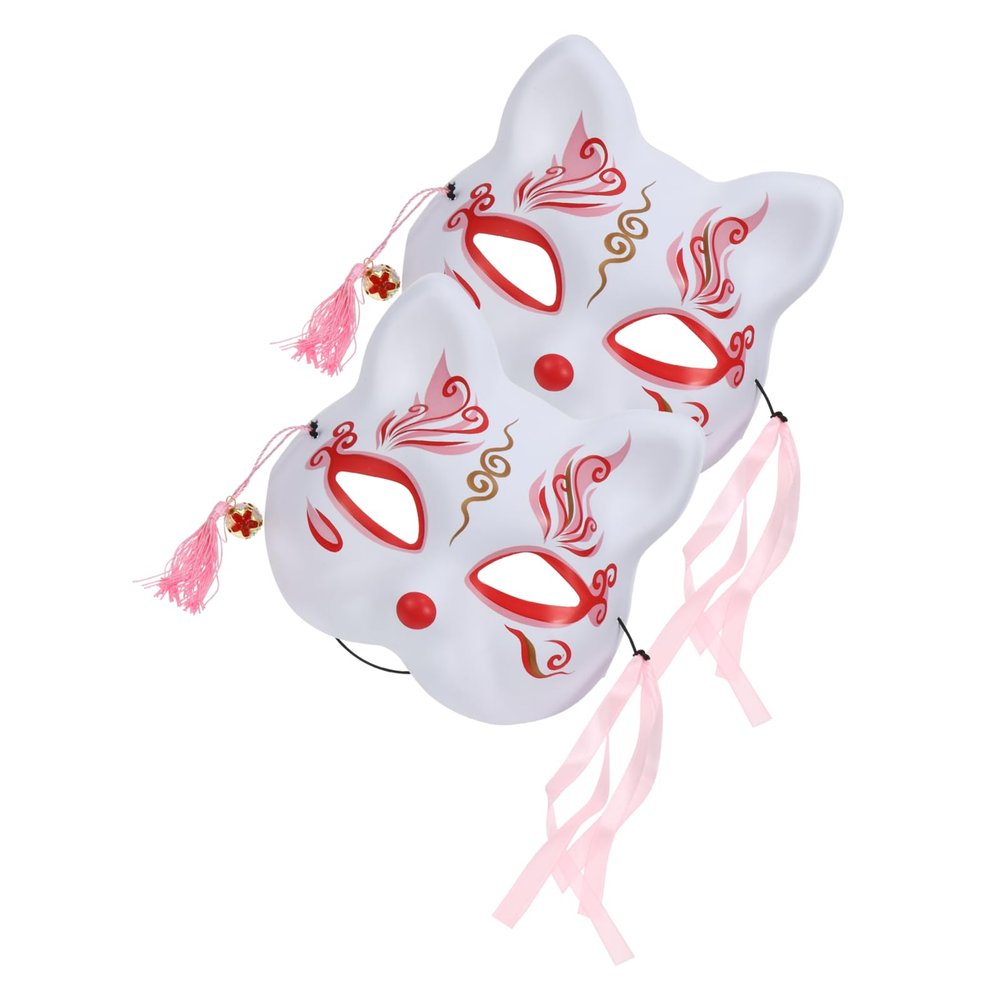 Alasum Sakura Fox Mask Set 2Pcs Cosplay Half Masks Props for Halloween Masquerade Festival Dress-Up Accessories