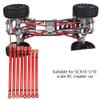 8Pcs Chassis Aluminium Alloy Link Rod, RC Link Rod Accessory for SCX10 1/10 Scale 313mm Wheelbase RC Crawler Car, Upgrade Metal Link Rod Set with Red and Titanium Color Options, Du (Red) view 2