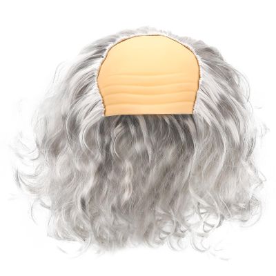 Alasum Funny Bald Wig Grandpa Cosplay Wig White Curly Male Role Play Costume Accessory for Party Dress-Up and Halloween