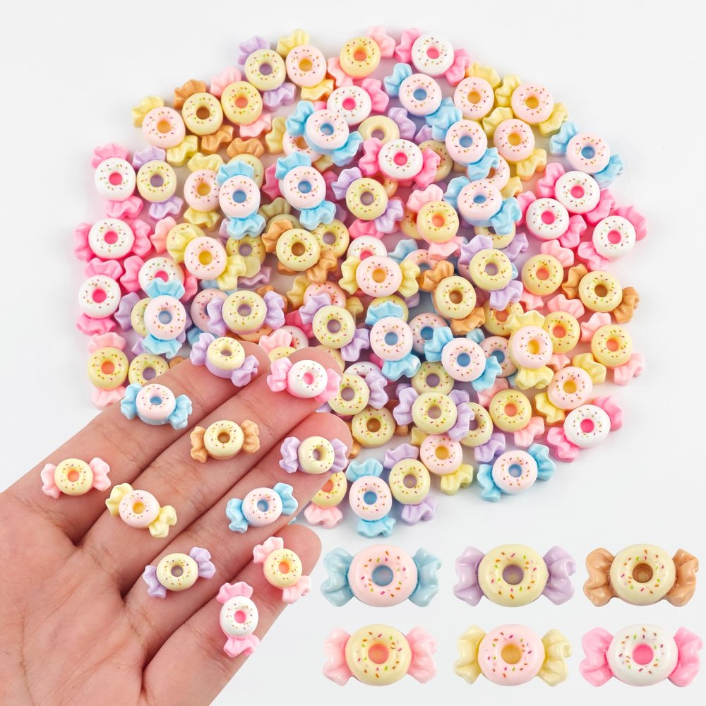 100 Pieces Tiny Donut Candy for Dollhouse Miniatures Resin Food for Crafts Mini Candy Decor for Dollhouse Mini Kitchen Fairy Garden Micro Landscaping Decoration