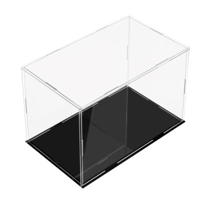 ROFBIHG High-Transparency 3mm Acrylic Display Case, Dustproof Toy Organizer, Black/White Base Acrylic Case for Action Figures Toys Collectibles, Models, Quick-Assemble(Black,H10cm,L50xW40cm)