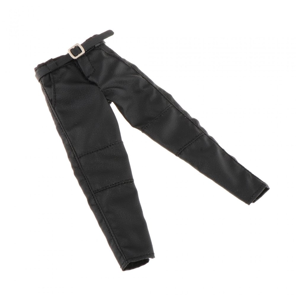 1/12 Scale Male Action Figure Trousers with Belt for 6 Inch Dolls, PU Leather Pants for 1/12 Scale Collectible Figures