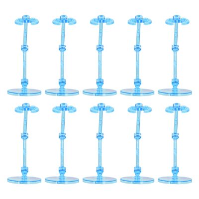 10PCS Action Figure Stand, Plastic Translucent Doll Model Support Base, Display Holder for 6 Inch Figures with 30 Accessories, 40 Screws and Nuts, Compatible with SD BB Dolls and F (Transparent Blue)