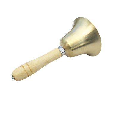 8cm Copper Hand Bell with Wooden Handle - Classroom Bell Kids Percussion Instrument Christmas Pet Training Bell Portable Handheld Bell