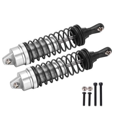 2Pcs Front Rear Shock Absorbers for JLB 1/10 Car Truck Series, Aluminum Alloy RC Shock Absorber, High Elasticity Spring with Adjustable Preload, Durable Shock Damper for Rough Terr (Silver)