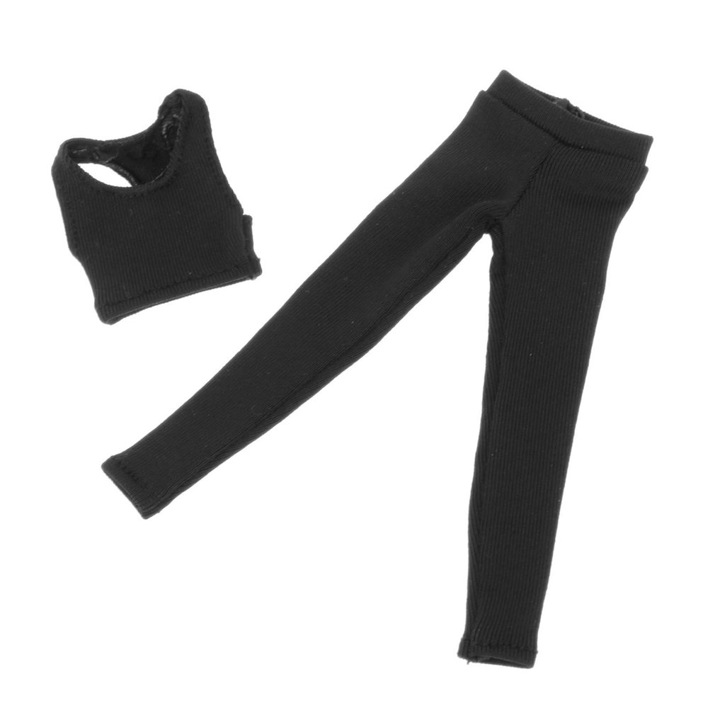 1/12 Scale Women Figure Vest and Pants, Miniature Clothing, Handmade Doll Clothes Accessories for 6in Female Action Figures Dress up- Black