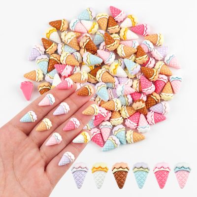 100 Pieces Tiny Ice Cream Cones for Dollhouse Miniatures Resin Food for Crafts Mini Dessert Decor for Dollhouse Mini Kitchen Fairy Garden Micro Landscaping Decoration