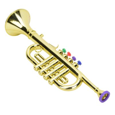 Aumotop Compact Golden Kid Trumpet Coated Surface Plastic Horn Music Toy for Children's Musical Education