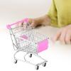 Rtuopk Mini Shopping Cart Metal Model Decor Supermarket Handcart Push Cart Toy Cart Storage Toy, Rose red view 3