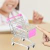 Rtuopk Mini Shopping Cart Metal Model Decor Supermarket Handcart Push Cart Toy Cart Storage Toy, Rose red view 4