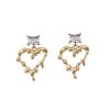 2.7 * 1.9cm Retro Hollowed Out Heart-Shaped Geometric Earrings,golden,2.7 * 1.9cm view 1