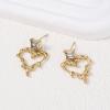 2.7 * 1.9cm Retro Hollowed Out Heart-Shaped Geometric Earrings,golden,2.7 * 1.9cm view 2