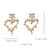 2.7 * 1.9cm Retro Hollowed Out Heart-Shaped Geometric Earrings,golden,2.7 * 1.9cm view 3