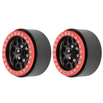 2Pcs 1.9in RC Car Aluminum Alloy Wheel Hub, Replacement RC Metal Hub with 12 - Point Square Hole, High Strength Durable Accessory for HSP Redcat HPI Axial Brand Cars (Red Black)
