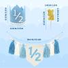 1/2 Birthday High Chair Banner - 3PCS Half Birthday Decorations with Crown Birthday Hat And Cake Candle, Blue Half Way To One Baby Boy for Happy Half Year Party Photoshoot PropsBlue view 2