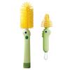 2-Pack Baby Bottle Brush, Dinosaur Theme 2-Size Silicone Bristles for Cleaning Baby Bottles, Sippy Cups, Travel & Home Use, Green view 1