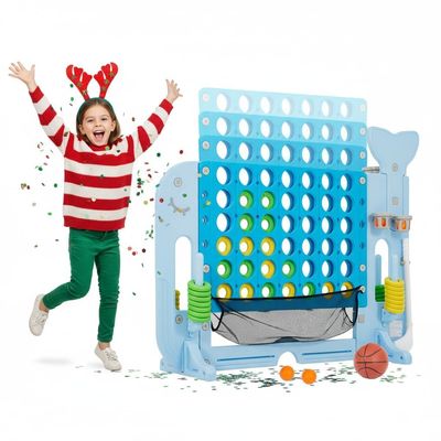 Giant 4 Connect Outdoor Game, Adjustable Height (2.8-3.8 FT), with Golf/Basketball/Ring Toss, Quick-Release Slider, for Family Game Night Essential, Outdoor Camping Party Game, Team Building Events