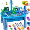 Water Table Play Sink Toy for Kids 2 3 4 5 6 Years Old - Outdoor Kitchen with Running Water, Fishing Games, Toddler Water Play Table for Kids Ages 3-8, Beach Outdoor Toys, Birthday Gifts 2+ 3-5 (Blue) view 1