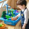 Water Table Play Sink Toy for Kids 2 3 4 5 6 Years Old - Outdoor Kitchen with Running Water, Fishing Games, Toddler Water Play Table for Kids Ages 3-8, Beach Outdoor Toys, Birthday Gifts 2+ 3-5 (Blue) view 2