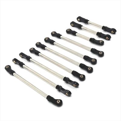 RC Crawlers Toys For Huangbo R1001 R1002 R1003 1/10 10Pcs Metal Full Car Pull Rod Remote Control Upgraded Accessories(Black)