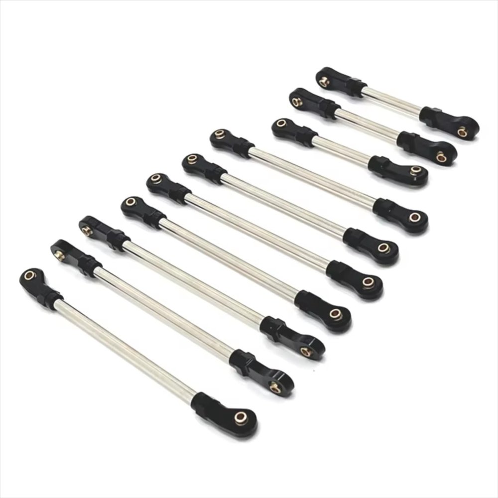 RC Crawlers Toys For Huangbo R1001 R1002 R1003 1/10 10Pcs Metal Full Car Pull Rod Remote Control Upgraded Accessories(Black)