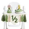 1/2 Birthday Boy High Chair Banner - 3PCS Half Birthday Decorations with Cone Birthday Hat Cake Candle, Half Way to One Decorations Kit for Baby Boy 6 Month Party Photoshoot PropsSage Green view 1