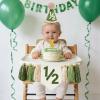 1/2 Birthday Boy High Chair Banner - 3PCS Half Birthday Decorations with Cone Birthday Hat Cake Candle, Half Way to One Decorations Kit for Baby Boy 6 Month Party Photoshoot PropsSage Green view 3
