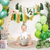 1/2 Birthday Boy High Chair Banner - 3PCS Half Birthday Decorations with Cone Birthday Hat Cake Candle, Half Way to One Decorations Kit for Baby Boy 6 Month Party Photoshoot PropsSage Green view 4