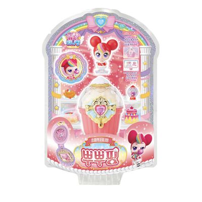 Catch Teenieping Sweet and Sour Series Puffping Figure Set with Cupcake Cube, QR Medal, Sticker & Card  Dessert-Theme Collectible Display Kit 