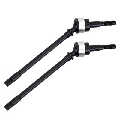 2PCS Hard Steel Front & Rear Axle CVD Drive Shaft Dogbone for 1/10 RC Crawler Axial SCX10 Upgrade Option Parts(Silver front)