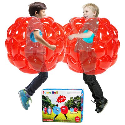 2 PC Sumo Balls for Kids, Bumper Hoper Ball for Kid, Kids Sumo Balls, Sumo Bubble Ball for Child Outdoor Team Gaming Play for 3+ Ages.60 cm,red+red.