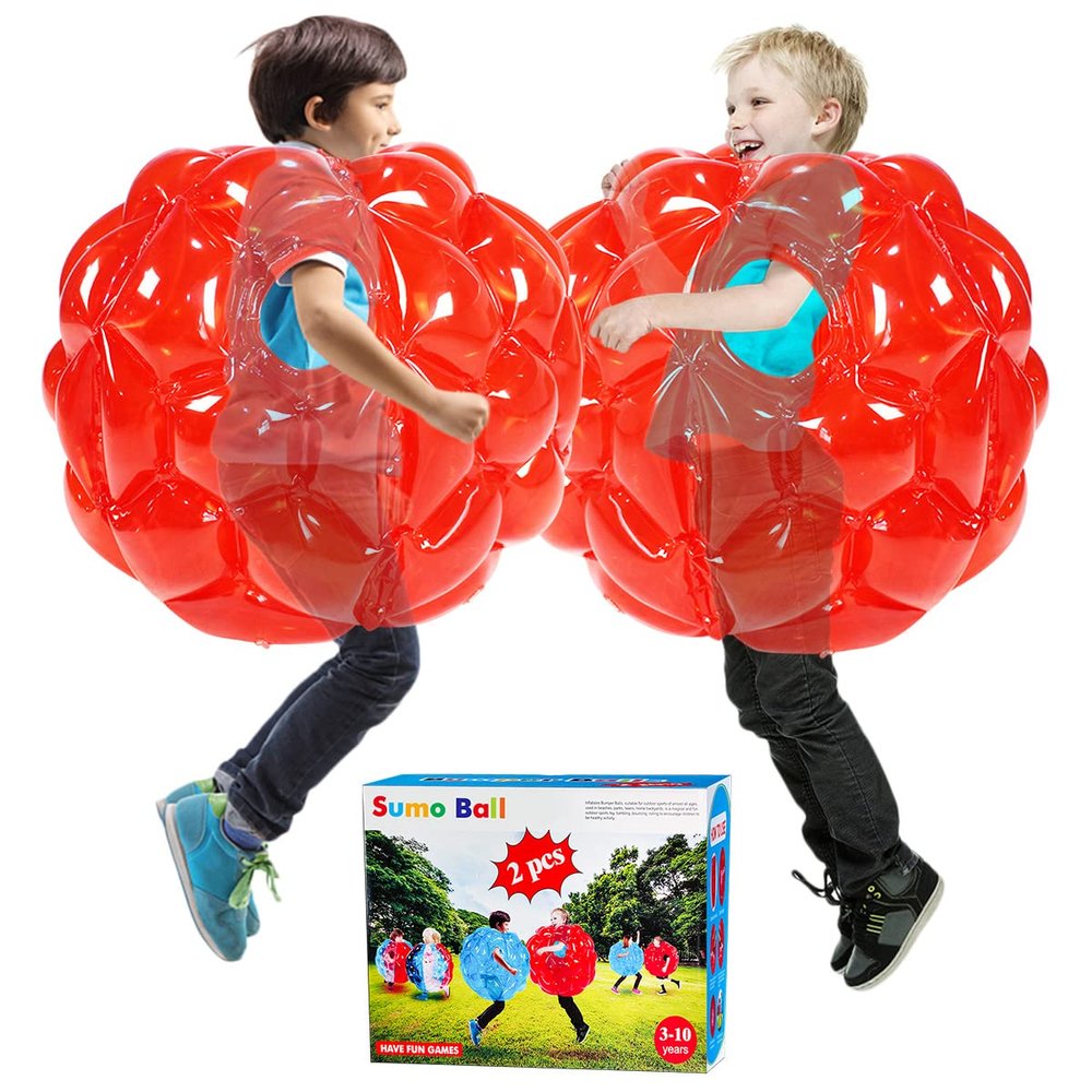 2 PC Sumo Balls for Kids, Bumper Hoper Ball for Kid, Kids Sumo Balls, Sumo Bubble Ball for Child Outdoor Team Gaming Play for 3+ Ages.60 cm,red+red.