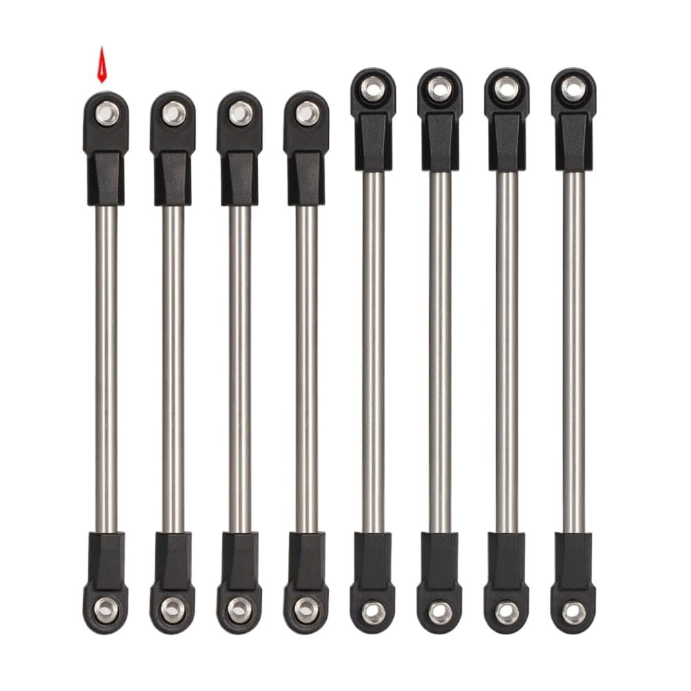 8Pcs Stainless Steel 275mm Wheelbase Links Set with M4 Rod Ends Compatible with 1 10 Scale RC Crawler 275WB Chassis for DIY Upgrade Fits Common TF2 Style Models