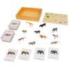 ancona African Animals, Spanish/Simplified Chinese with Pinyin Bilingual, Montessori Preschool Memory Matching Game Box Set with Animal Figurines & 3-Part Cards, Early Education Toy view 1