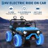 2 Seater Ride on Car for Kids 24v with Remote Control, 24v Ride on Toy,Fast 4.97MPH Truck,4WD Electric Truck Toy, 3 Speeds, Spring Suspension, LED Lights, Dual Storage, 3 Speeds, Music view 2