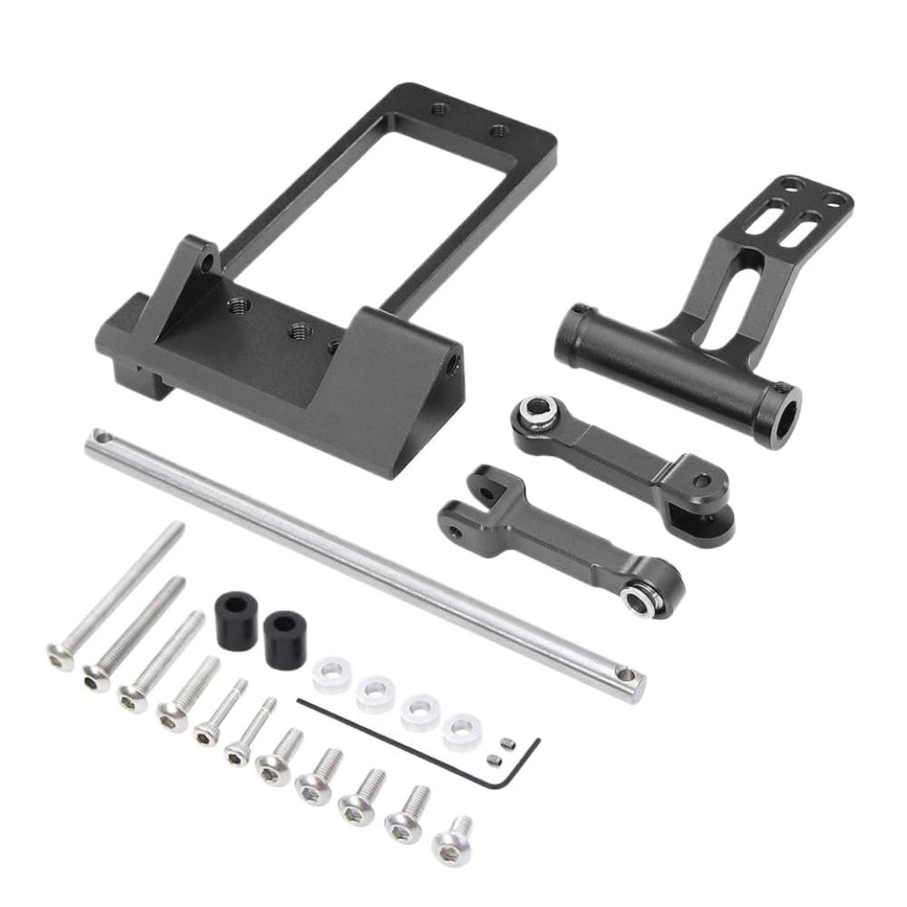 III CNC BAT Servo Mount with Simulation Hydraulic Steering Kit Compatible with 1 10 Scale RC Crawler 3 AR45F Portal Axle Chassis for Off Road Vehicle(Black)
