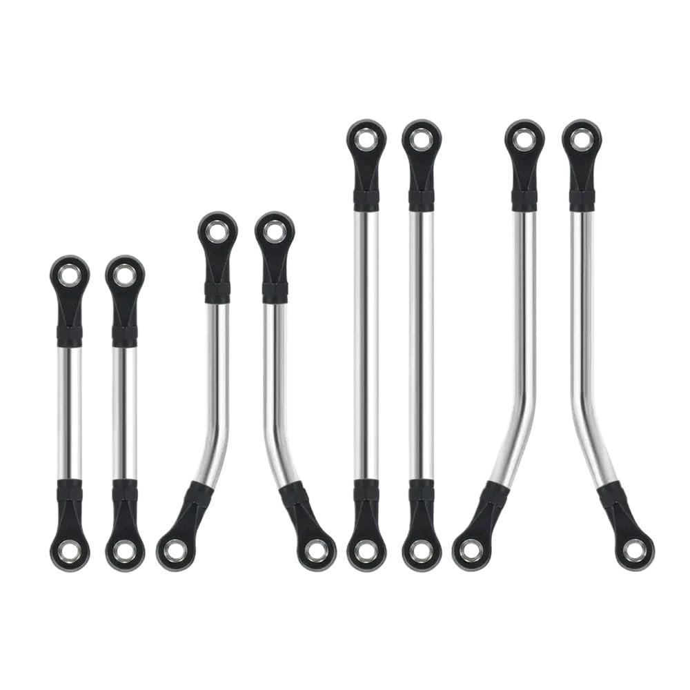 8Pcs Stainless Steel Links Set Compatible with 1 18 Scale RC Crawler Chassis Fits Bronco Style Suspension for Clearance Upgrade Accessories(Bent Links Set)