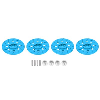 RC Car Brake Disc Set, Aluminum Alloy Wheel Hex Hub Brake Disc with M4 Lock Nuts, High Performance RC Road Racing Parts, Lightweight Durable Brake Disc for 1/10 Scale RC Cars (Blue)