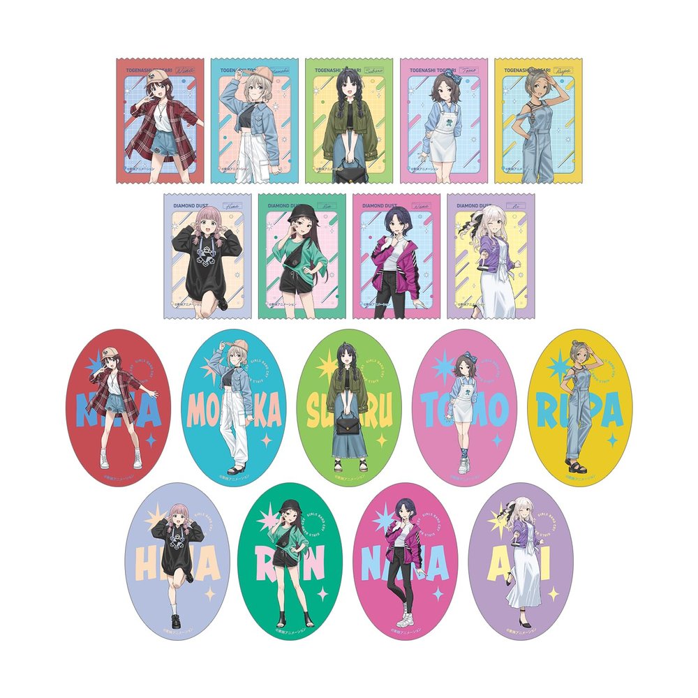 Girls Band Cry Drawn Plain Clothing Version Trading Die Cut Stickers Box of 18