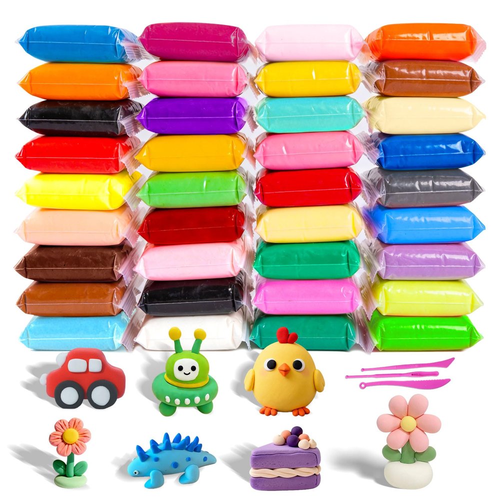Air Dry Clay - 36 Colors Modeling Clay for Kids, Boys and Girls, Air Dry Clay Bulk Kit for Adults with 3 Sculpting Tools and Instructions, Safe, Non-Toxic, DIY Model Magic Clay Gifts Kids Toys