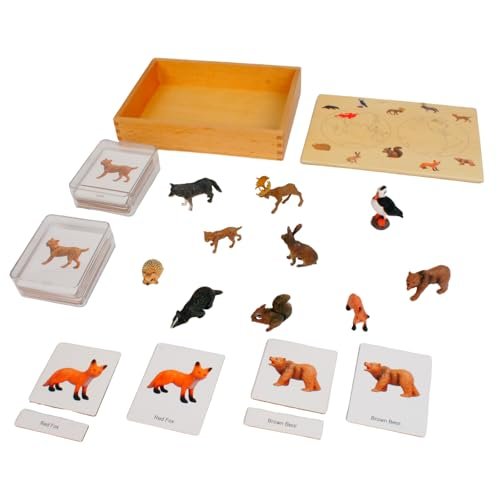ancona European Animals, English/Simplified Chinese with Pinyin Bilingual, Montessori Preschool Memory Matching Game Box Set with Animal Figurines & 3-Part Cards, Early Education Toy