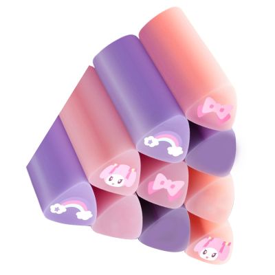 10 Pcs Lovely Pencil Erasers Cartoon Eraser Painting School Supplies Reward Students Art Projects Cartoon Pencil Painting Lovely Triangle Eraser
