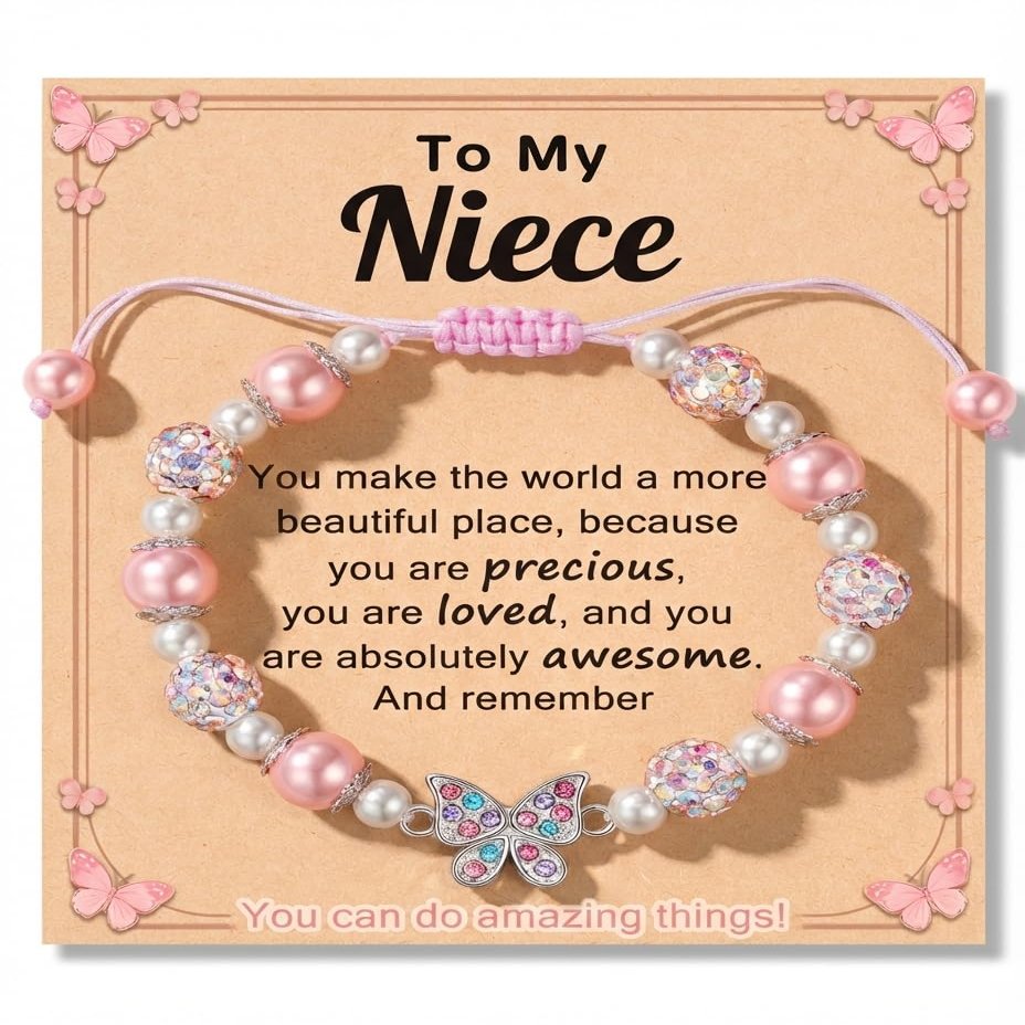 ASKRAIN Valentines Day Gifts for Kids Girls Jewelry Niece Gifts from Auntie Aunt Butterfly Little Girls Bracelets 7 8 12 10 4 6 5 Year Old Birthday Baptism Christian Christmas Gift for Tween Girl