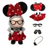 17cm Doll Clothes Set with Glasses Shoes Purse Accessories, Cute Dress Up Outfits for Labubu Doll Decoration Collection (M-Red Dress Set) view 1