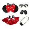 17cm Doll Clothes Set with Glasses Shoes Purse Accessories, Cute Dress Up Outfits for Labubu Doll Decoration Collection (M-Red Dress Set) view 3