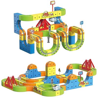 Electric Train Set, Rail Cube, Motorized Car Blocks Track, 3D Magic Gravity-Defying Building Toy Train Track Set, Early Learning Educational Toy for 3 4 5 6 7 8 Years Old Boys Girls