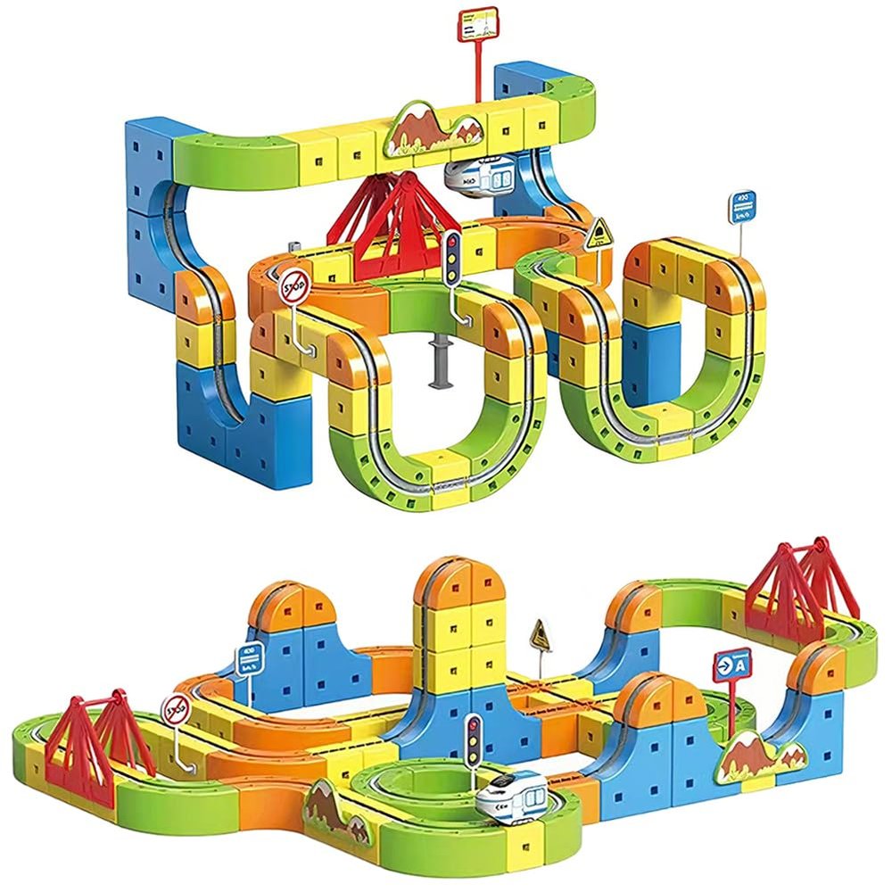 Electric Train Set, Rail Cube, Motorized Car Blocks Track, 3D Magic Gravity-Defying Building Toy Train Track Set, Early Learning Educational Toy for 3 4 5 6 7 8 Years Old Boys Girls