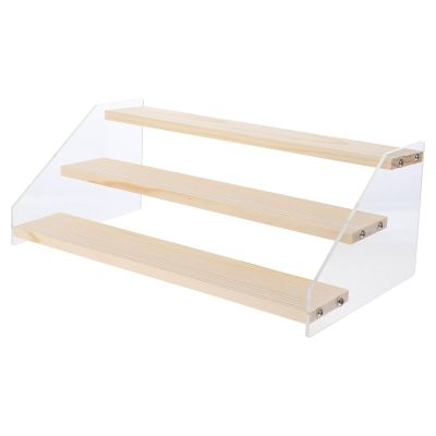 HOOTNEE Acrylic Display Stand Organizer for Collectible Figures and Dolls, 3-Tier Desktop Shelf, 30Cm Stepped Display Rack for Storage and Showcase