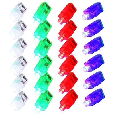 Ameble LED Finger Lights Colorful Plastic Finger Thumb Ring Band Flashlight Toy for Kids Adults 24pcs LED Lights, for Kids, for