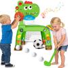 4-in-1 Toddler Basketball Hoop Soccer Goal with Golf Game and Ring Toss, Dinosaur Toys for 1 2 3 Year Old Babies Boys Girls, Kids Sports Toy with Light Sound Music, Xmas Birthday Gifts for Toddlers view 1
